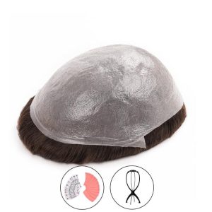 0.03mm Ultra Thin Skin V-Loop Wigs for Men+Free portable wig stand